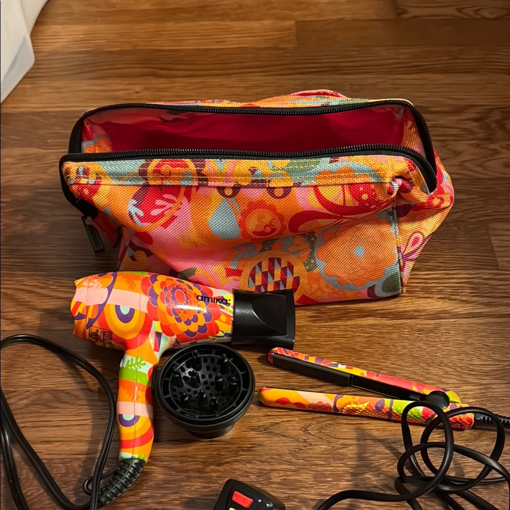 Amika Colorful Hair Styling Travel Set with Bag